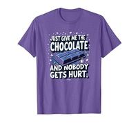 Gráfico Divertido para Amantes de la Comida Just Give Me The Chocolate Camiseta, Hombre, Morado Jaspeado, XL
