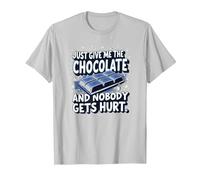 Gráfico Divertido para Amantes de la Comida Just Give Me The Chocolate Camiseta, Hombre, Plata, S