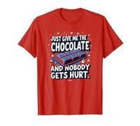 Gráfico Divertido para Amantes de la Comida Just Give Me The Chocolate Camiseta, Hombre, Rojo, 3XL