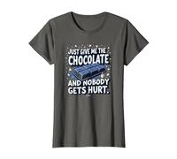 Gráfico Divertido para Amantes de la Comida Just Give Me The Chocolate Camiseta, Mujer, Asfalto, M