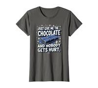 Gráfico Divertido para Amantes de la Comida Just Give Me The Chocolate Camiseta, Mujer, Asfalto, XS