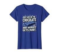 Gráfico Divertido para Amantes de la Comida Just Give Me The Chocolate Camiseta, Mujer, Azul Real, 3XL