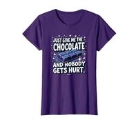 Gráfico Divertido para Amantes de la Comida Just Give Me The Chocolate Camiseta, Mujer, Morado, 3XL