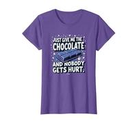 Gráfico Divertido para Amantes de la Comida Just Give Me The Chocolate Camiseta, Mujer, Morado Jaspeado, XXL