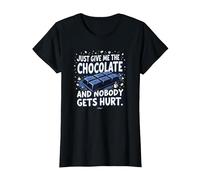 Gráfico Divertido para Amantes de la Comida Just Give Me The Chocolate Camiseta, Mujer, Negro, M