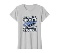 Gráfico Divertido para Amantes de la Comida Just Give Me The Chocolate Camiseta, Mujer, Plata, XL