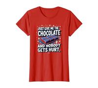 Gráfico Divertido para Amantes de la Comida Just Give Me The Chocolate Camiseta, Mujer, Rojo, 3XL