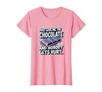 Gráfico Divertido para Amantes de la Comida Just Give Me The Chocolate Camiseta, Mujer, Rosado, M