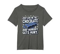 Gráfico Divertido para Amantes de la Comida Just Give Me The Chocolate Camiseta, Mujer Tallas Grandes, Asfalto, 3XL Grande