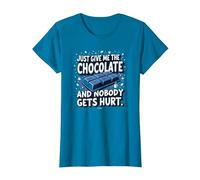Gráfico Divertido para Amantes de la Comida Just Give Me The Chocolate Camiseta, Mujer, Zafiro, 3XL