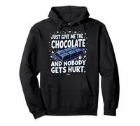 Gráfico Divertido para Amantes de la Comida Just Give Me The Chocolate Sudadera con Capucha, Unisex para Adultos, Negro, XL