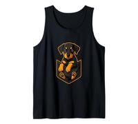 Gráfico divertido y bonito de perro rottweiler de bolsillo mirando a un cachorro Camiseta sin Mangas