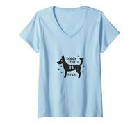 Gráfico Doggy Style is My Life Pet Lover Camiseta Cuello V, Mujer, Azul Bebé, L