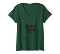 Gráfico Doggy Style is My Life Pet Lover Camiseta Cuello V, Mujer, Verde Bosque, M