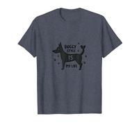 Gráfico Doggy Style is My Life Pet Lover Camiseta, Hombre, Azul Jaspeado, L