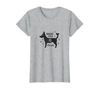 Gráfico Doggy Style is My Life Pet Lover Camiseta, Mujer, Gris Jaspeado, XL
