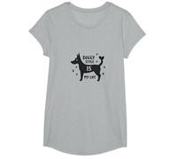 Gráfico Doggy Style is My Life Pet Lover Camiseta, Niñas, Gris Jaspeado, Pequeña