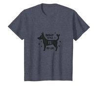 Gráfico Doggy Style is My Life Pet Lover Camiseta, Niños, Azul Jaspeado, 3 años