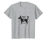Gráfico Doggy Style is My Life Pet Lover Camiseta, Niños, Gris Jaspeado, 2 años