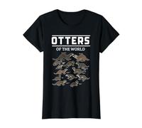 Gráfico Educativo de Especies Silvestres de nutrias del Mundo Camiseta gráfica económica, Mujer, Negro, XS