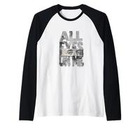 Gráfico en Color monocromático Gris All Eyes On Me Camiseta Manga Raglan