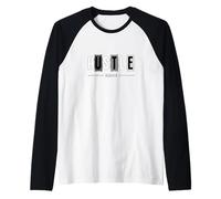 Gráfico en Color Monocromo Gris Hustle Harder Camiseta Manga Raglan