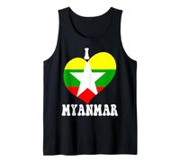 Gráfico en forma de corazón con la bandera del orgullo birmano «I Love Myanmar Proud to Be» Camiseta sin Mangas