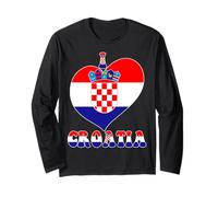 Gráfico en forma de corazón con la bandera del orgullo croata «I Love Croatia Proud to be» Manga Larga