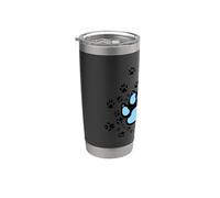 Gráfico estético huellas de perro azul claro con garras Vaso térmico de acero inoxidable de doble pared