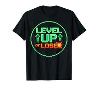 Gráfico estético Retro Pixel Level Up or Lose Gamer Camiseta