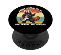Gráfico fácilmente distraído por Pandas Rojos y Guitarras PopSockets PopGrip Adhesivo