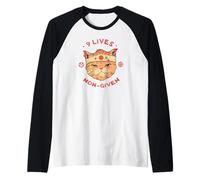 Gráfico Fierce Samurai Cat 9 Lives. Non-Given Camiseta Manga Raglan