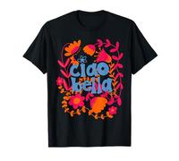 Gráfico Floral con Texto Italiano Ciao Bella Camiseta