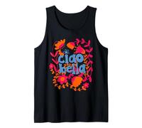 Gráfico Floral con Texto Italiano Ciao Bella Camiseta sin Mangas