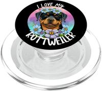 Gráfico Floral de Cachorro con Texto en inglés «I Love My Rottweiler» PopSockets PopGrip para MagSafe
