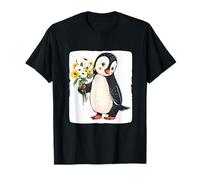 Gráfico floral de pingüino para una flor y un ambiente lúdico Camiseta
