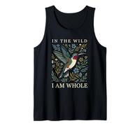 Gráfico Floral Retro de colibrí con Texto «In The Wild I Am Whole» Camiseta sin Mangas