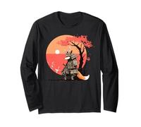 Gráfico Fox Warrior Puesta de Sol Japonesa Ukiyo-e Arte Manga Larga