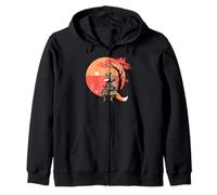 Gráfico Fox Warrior Puesta de Sol Japonesa Ukiyo-e Arte Sudadera con Capucha
