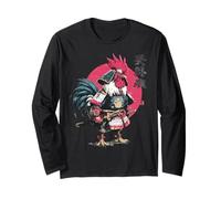 Gráfico Gallo Guerrero Japonés Puesta de Sol Ukiyo-e Arte Manga Larga