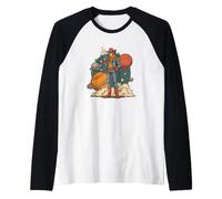 Gráfico Genial de Vaquero en el Espacio con Planetas Camiseta Manga Raglan