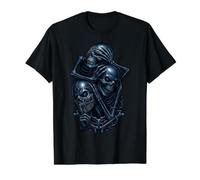 Gráfico gótico Oscuro de Hear See Speak No Evil Skulls Camiseta gráfica económica, Hombre, Negro, XL
