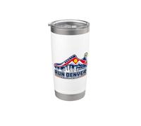 Gráfico GPS Run DEN de Cow Town Denver Running Skyline Vaso térmico de acero inoxidable de doble pared