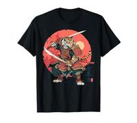 Gráfico Guerrero Tigre Puesta de Sol japonés Ukiyo-e Arte Camiseta