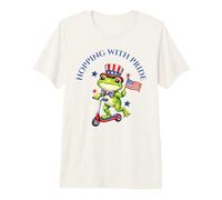 Gráfico Hopping with Pride Patriotic Frog del 4 de Julio en EE. UU. Camiseta Premium