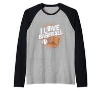 Gráfico I Love Baseball Enthusiast Camiseta Manga Raglan