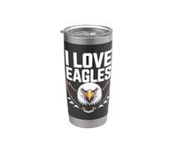 Gráfico I Love Eagles Fierce Bald Eagle Vaso térmico de acero inoxidable de doble pared