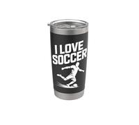 Gráfico I Love Soccer para fanáticos del fútbol Vaso térmico de acero inoxidable de doble pared