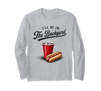 Gráfico I'Ll Be In The Backyard Party Cup Hot Dog BBQ USA Manga Larga