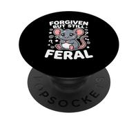 Gráfico Kawaii de Rata Forgiven But Still Feral Confident PopSockets PopGrip Adhesivo